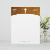 Christelijk kruissymbool Gold Letterhead Briefhoofd Ontwerp (Staand voorkant)