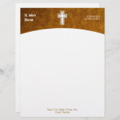 Christelijk kruissymbool Gold Letterhead Briefhoofd Ontwerp (Voorkant / Achterkant)