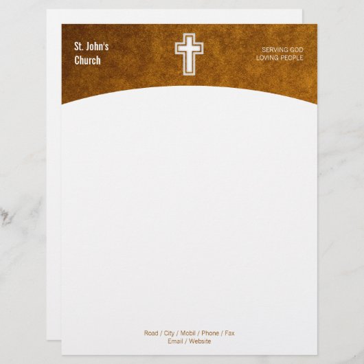 Christelijk kruissymbool Gold Letterhead Briefhoofd Ontwerp (Voorkant / Achterkant)