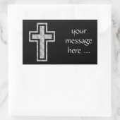 Christelijk kruissymbool  grijze bloemen rechthoekige sticker (Tas)