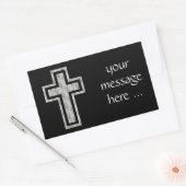 Christelijk kruissymbool  grijze bloemen rechthoekige sticker (Envelop)