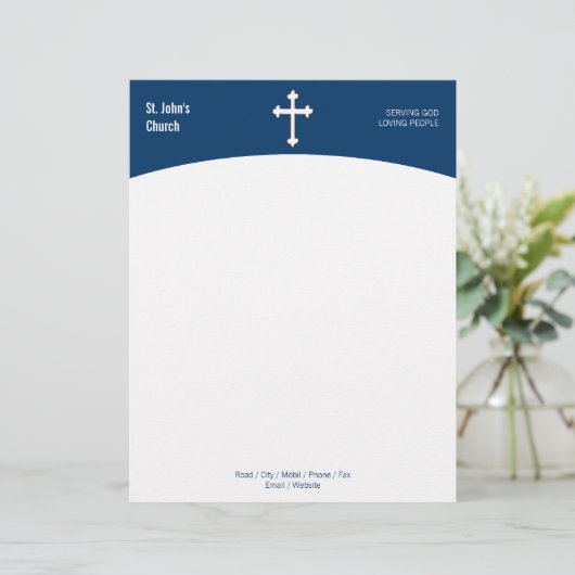 Christelijk kruissymbool Letterhead Briefhoofd Ontwerp (Staand voorkant)