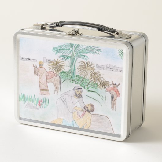 Christelijk kunstwerk de goede Samaritaan (Voorkant)