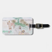 Christelijk kunstwerk de goede Samaritaan Bagagelabel (Voorkant horizontaal)