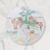 Christelijk kunstwerk de goede Samaritaan Bedankjes Labels (Achterkant)