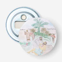 Christelijk kunstwerk de goede Samaritaan Button Flesopener