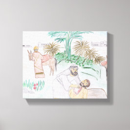Christelijk kunstwerk de goede Samaritaan Canvas Afdruk