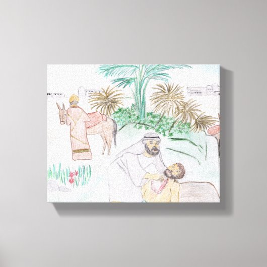Christelijk kunstwerk de goede Samaritaan Canvas Afdruk (Voorkant)
