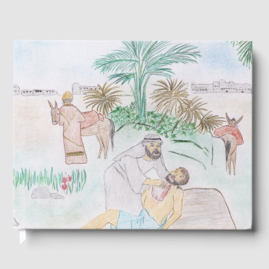 Christelijk kunstwerk de goede Samaritaan Gastenboek (Voorkant)