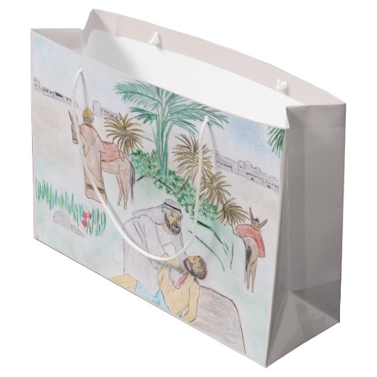 Christelijk kunstwerk de goede Samaritaan Groot Cadeauzakje (Achterkant Gekanteld)