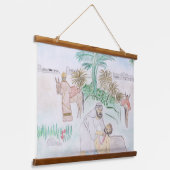 Christelijk kunstwerk de goede Samaritaan Hangend Wandkleed (Gebogen)