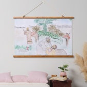 Christelijk kunstwerk de goede Samaritaan Hangend Wandkleed (Slaapkamer)