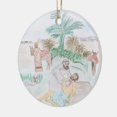 Christelijk kunstwerk de goede Samaritaan Keramisch Ornament (Links)