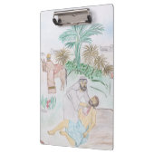 Christelijk kunstwerk de goede Samaritaan Klembord (Links)