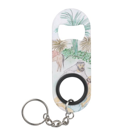 Christelijk kunstwerk de goede Samaritaan Mini Flessenopener (Voorkant)