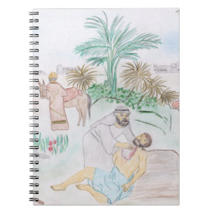 Christelijk kunstwerk de goede Samaritaan Notitieboek