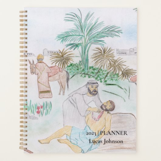 Christelijk kunstwerk de goede Samaritaan Planner (Voorkant)
