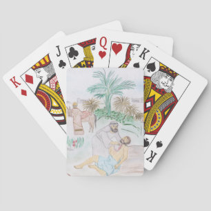Christelijk kunstwerk de goede Samaritaan Pokerkaarten