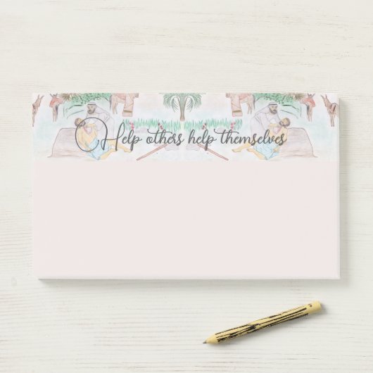 Christelijk kunstwerk de goede Samaritaan Post-it® Notes (Op bureau)