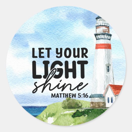 Christelijk Laat je licht schijnen Mattheüs 5 : 16 Ronde Sticker (Voorkant)