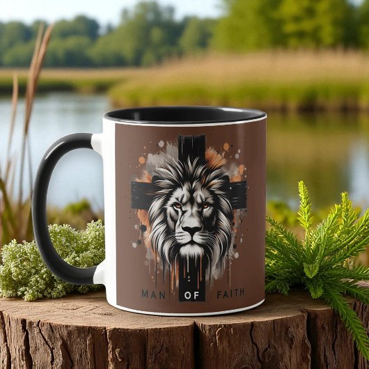 Christelijk - Leeuw met Kruis, Man van het Geloof Mok
