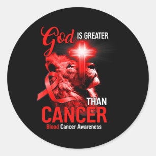 Christelijk Leeuwenkruis God is groter dan kanker  Ronde Sticker