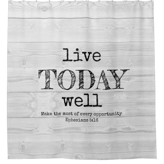 Christelijk LEVEN VANDAAG GOED Rustic Douchegordijn (Voorkant)