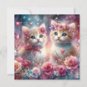 Christelijk Liefde Roze Harten Kittens Valentijn Feestdagenkaart (Voorkant)