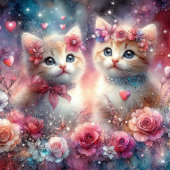 Christelijk Liefde Roze Harten Kittens Valentijn Feestdagenkaart