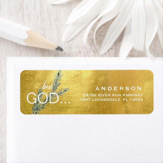 Christelijk "...Maar GOD..." Kerstmetallisch goud Etiket (Insitu)