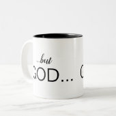 Christelijk "...maar God..." Koffie met combinatie Tweekleurige Koffiemok (Voorkant links)