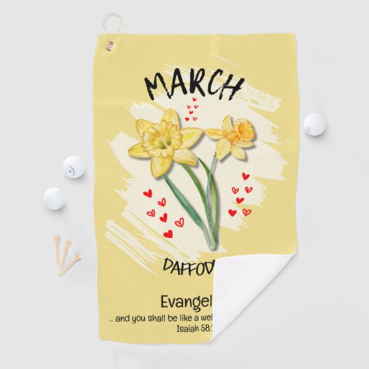 Christelijk MAART Geboortemaand Bloem Daffodil Golfhanddoek (Insitu)