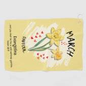 Christelijk MAART Geboortemaand Bloem Daffodil Golfhanddoek (Horizontaal)