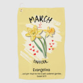 Christelijk MAART Geboortemaand Bloem Daffodil Golfhanddoek (Voorkant)