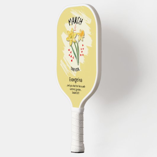 Christelijk MAART Geboortemaand Bloem Daffodil Pickleball Paddle (Links)