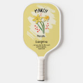 Christelijk MAART Geboortemaand Bloem Daffodil Pickleball Paddle (Achterkant)