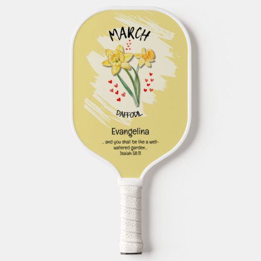 Christelijk MAART Geboortemaand Bloem Daffodil Pickleball Paddle (Voorkant)