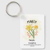 Christelijk MAART Geboortemaand Bloem Daffodil Sleutelhanger (Voorkant)