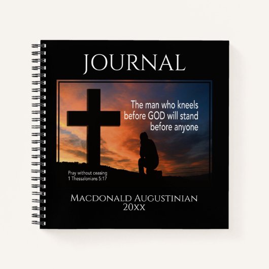 CHRISTELIJK MAN DAT KNIELT VOOR GODS GEBED NOTITIEBOEK (Voorkant)