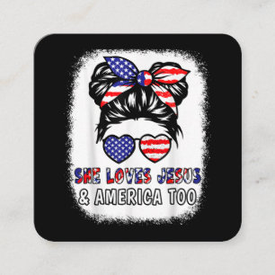 Christelijk meisje houdt van Jesus & America Shirt Vierkante Visitekaartje