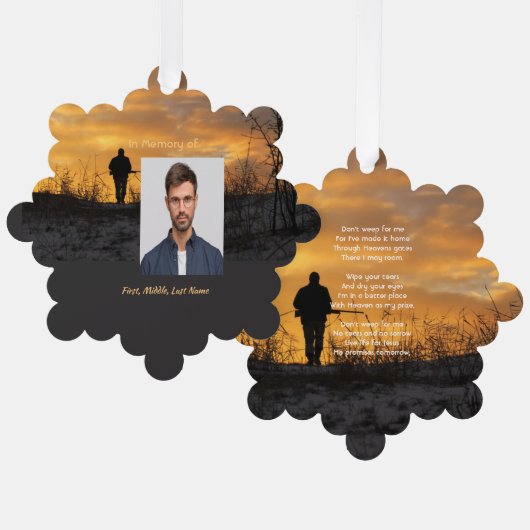 Christelijk Memorial Hunter Jacht Stalking Game Ornament Kaart (Voorkant / Achterkant)