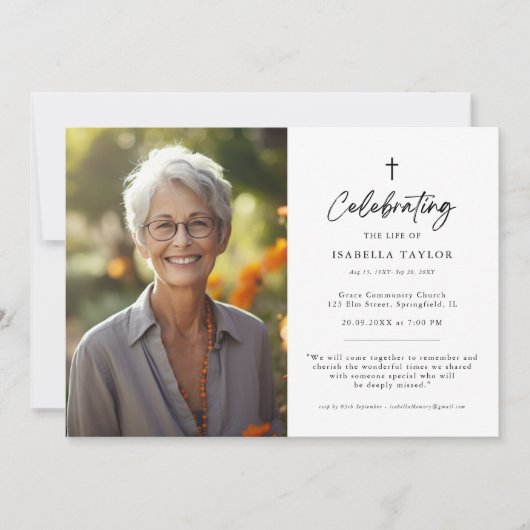 Christelijk Memorial Religious Cross Uitvaart Foto Kaart (Voorkant)