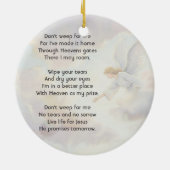 Christelijk memoriekado engel reikend keramisch ornament (Achterkant)