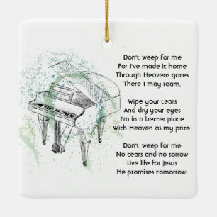 Christelijk memoriekado Gebeds Pianomuzikant Keramisch Ornament
