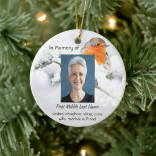Christelijk memoriekado met Engelse roodborst Keramisch Ornament