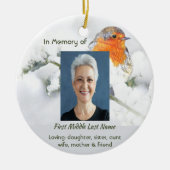 Christelijk memoriekado met Engelse roodborst Keramisch Ornament (Voorkant)