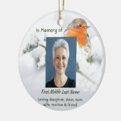 Christelijk memoriekado met Engelse roodborst Keramisch Ornament (Links)