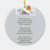 Christelijk memoriekado met Engelse roodborst Keramisch Ornament (Achterkant)