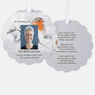 Christelijk memoriekado met Engelse roodborst Ornament Kaart