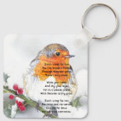 Christelijk memoriekado met Engelse roodborst Sleutelhanger (Achterkant)
